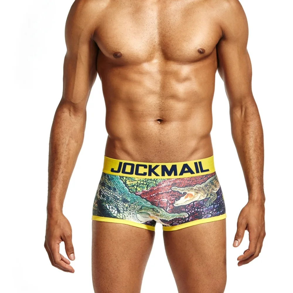 New JOCKMAIL Brand Sexy Mens Underwear Boxer shorts Sexy playful printed mens trunks panties cuecas boxer Gay Underwear funny boxers for men