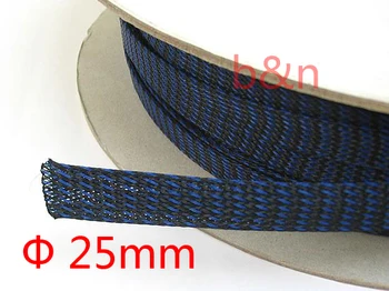 

New 25mm Diameter Fire retardant Three wire encryption weaving flexible PET WEAVING MESH tube Bushings Checkered casing