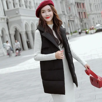 

QIMAGE 2018 New Winter Women Vests Female Winter jacket Hooded Thick Warm Cotton Padded Waistcoat Ladies Waistcoat Plus Size 3XL