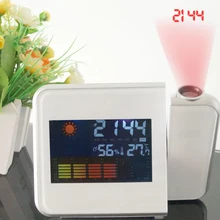 Projection Digital Weather Station LCD Snooze Alarm Clock with Date Temperature Humidity Wake Up Projector Clock Desk Clock