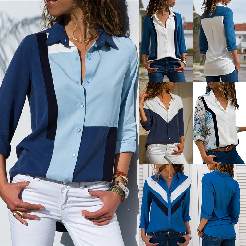 

Women Blouses 2019Fashion Long Sleeve Turn Down Collar Office Shirt Chiffon Blouse Shirt Casual Tops Plus Size Blusas Femininas5