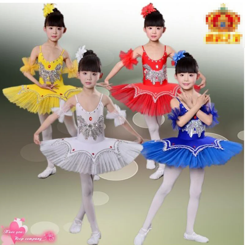 Children Yellow White Swan Dancing Costume Kids Ballet Dancewear