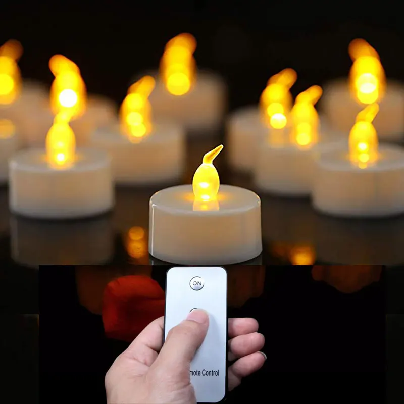 Pack Of 24 Battery Powered Flameless Candles Remote Controlled Amber