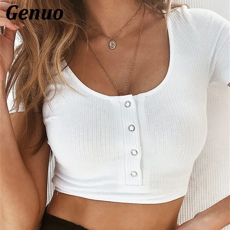 Genuo Women Knitted Sweater And Pullovers Ladies Short Sleeve Crop Top Knitwear Female Winter Autumn Pull Femme 2018