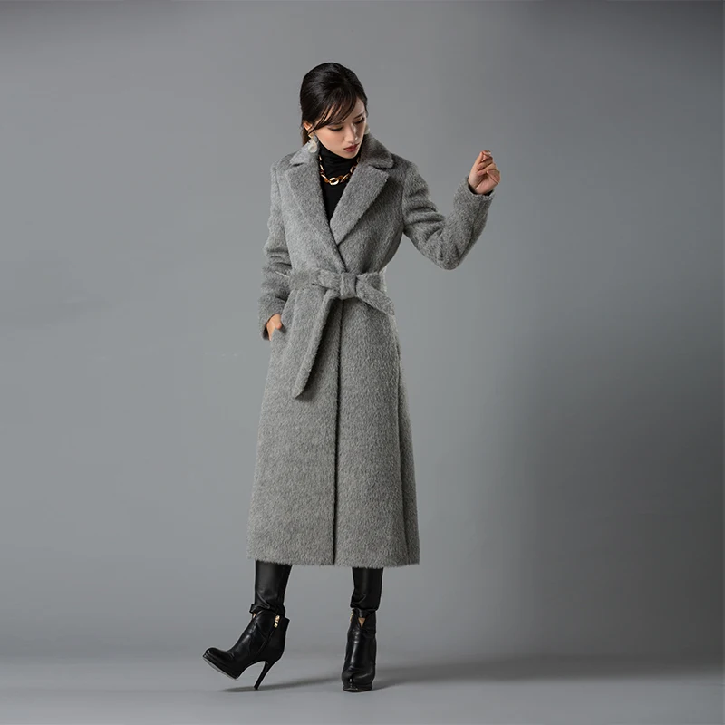 2018 Fashion Women Coat Long Alpaca Wool Blends Overcoat Womens Long sleeve Wool Coats High Quality Overcoat Fashion Trench Coat