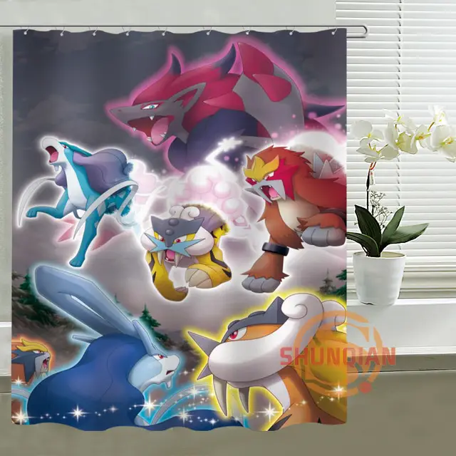Custom Pokemon Cute Squirtle,Charmander And Bulbasaur Shower Curtain