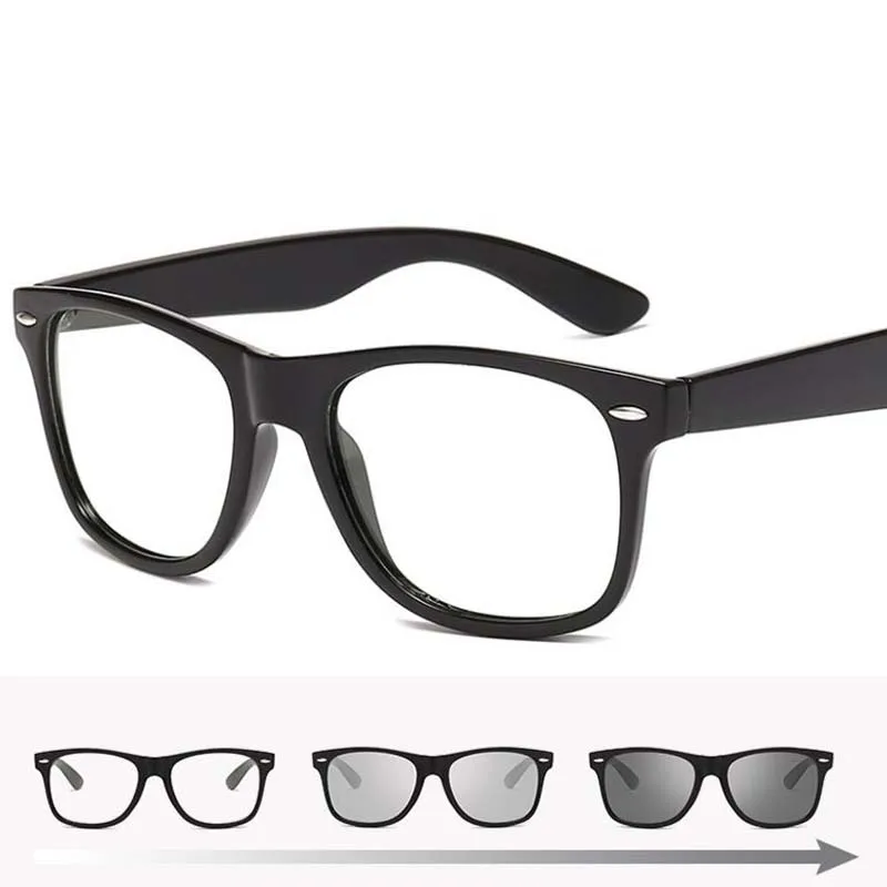 Fashion photochromic Polarized Square Frame glasses Men Women Chameleon Anti-glare Change Color Lens Anti-blue light Glasses