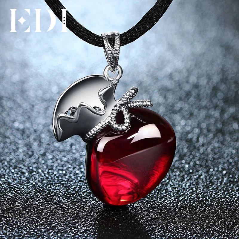 EDI Retro Garnet Gemstone 100% 925 Sterling Silver Pendant For Women Vintage Pendant Jewelry Female