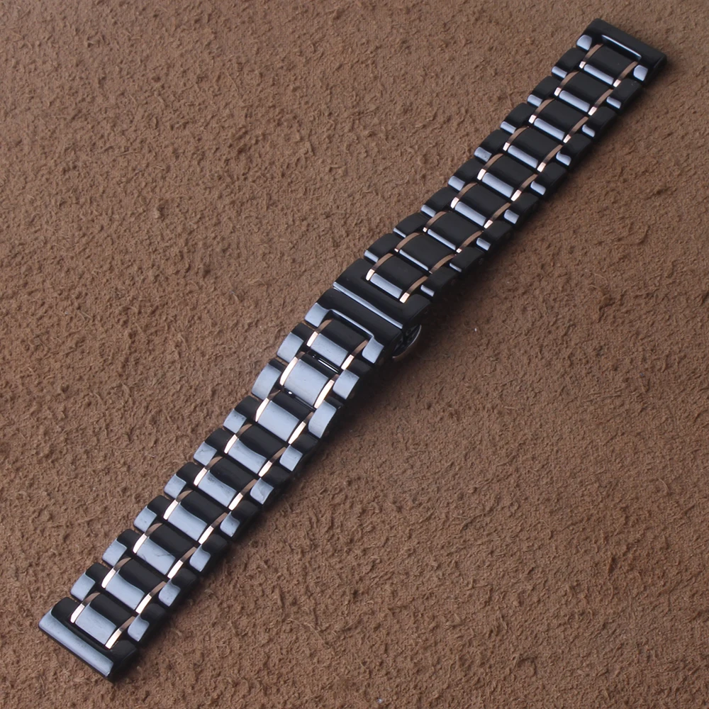 Ремешки для наручных часов керамические черные часы из розового золота Ремешок Браслет 20 мм 21 мм 22 мм 23 мм 24 мм для samsung gear S2 S3 Galaxy Release