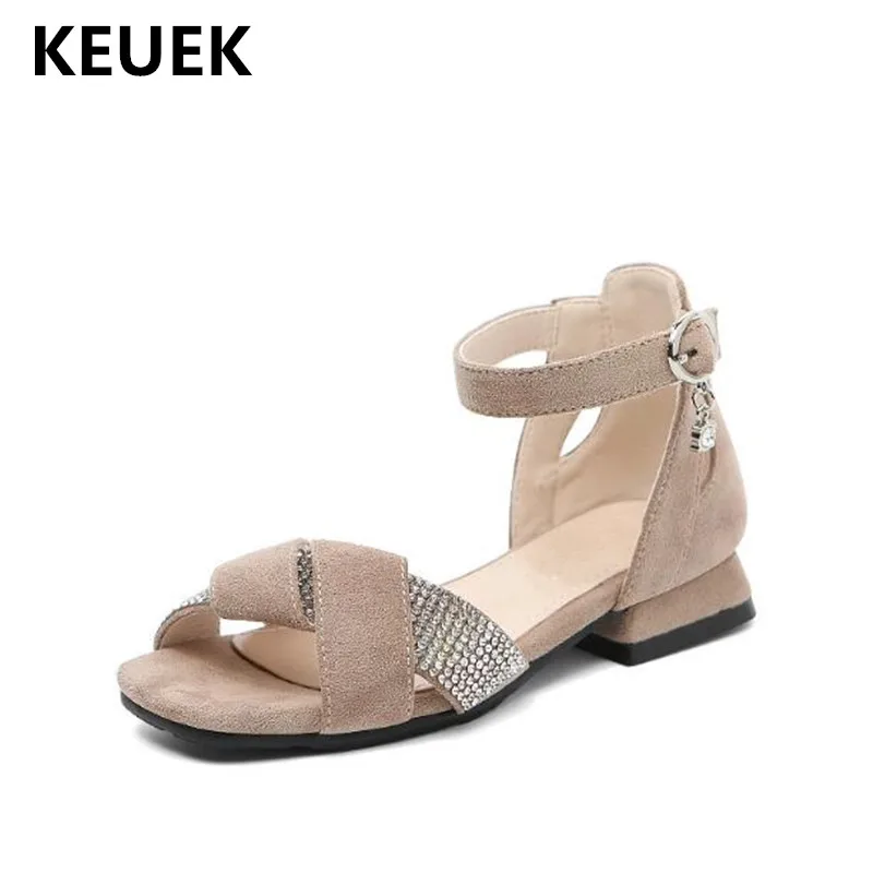

New Children Sandals Girls Summer Princess Open toe Low-heeled Shoes Student Rhinestone Gladiator Shoes Kids Baby Toddler 018