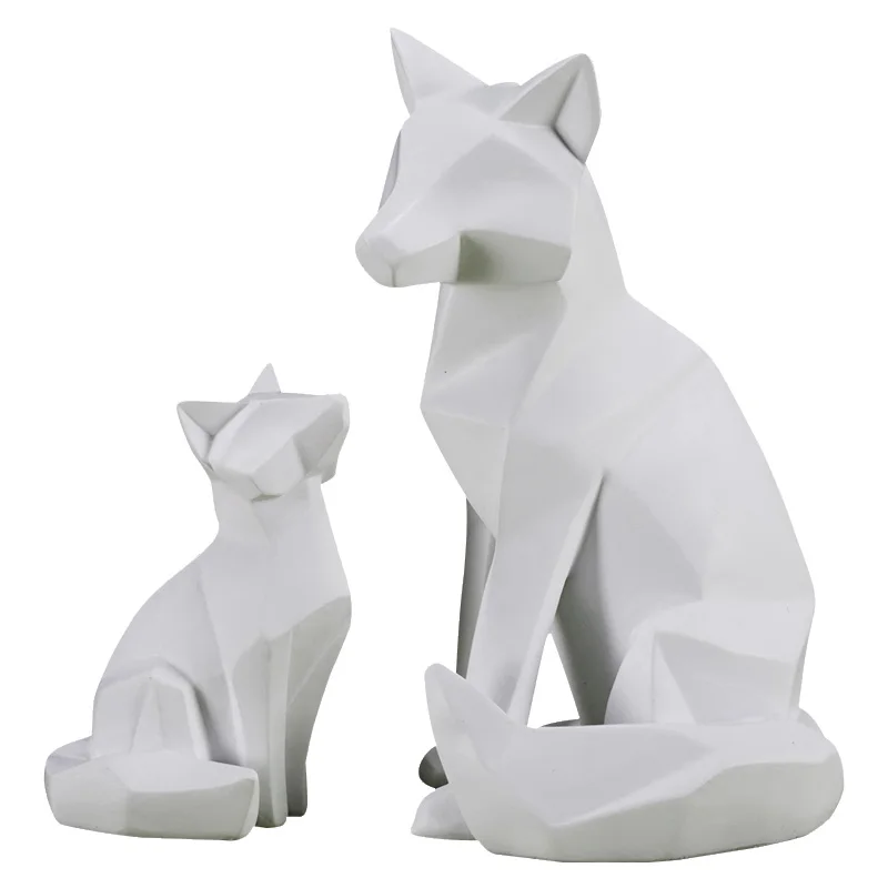 

Origami Fox Statue Abstract Geometry Animals Resin Craftwork Living Room Porch Home Decorations L2865