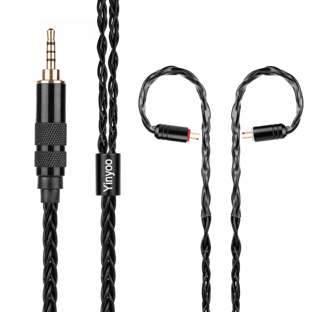 Yinyoo H3 H5 8 Core Upgraded Silver Plated Black Cable 3.5/2.5/4.4mm