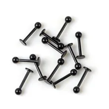 Pinksee lote 10 pçs 16g preto aço inoxidável labret lábio anel bola parafuso prisioneiro queixo piercing bares