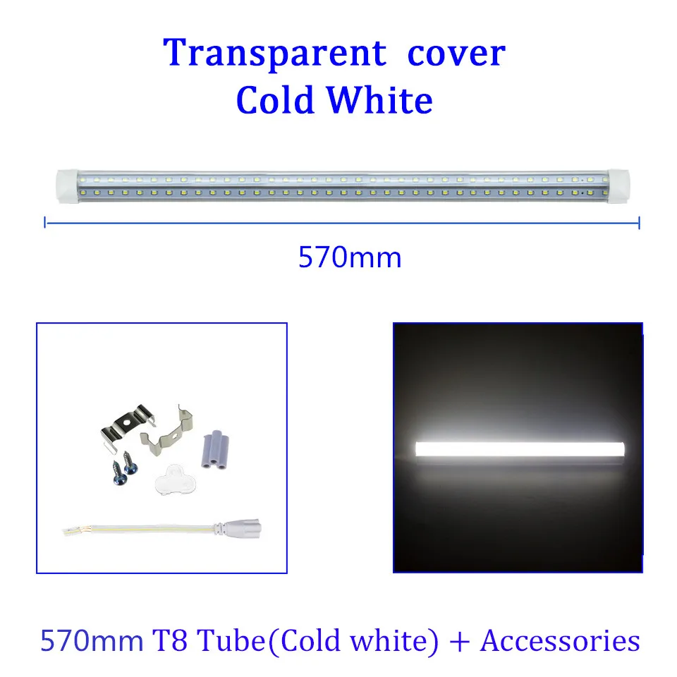 V-Форма Интегрированный Светодиодный лампы трубки T8 570 мм 20W лампа дневного света, 2 ФТ светодиодный ламповый светильник 2 средства ухода за кожей стоп AC85-265V 96 Светодиодный s SMD2835 светодиодный светильник супер яркий 2000lm - Испускаемый цвет: Cold Clear Cover
