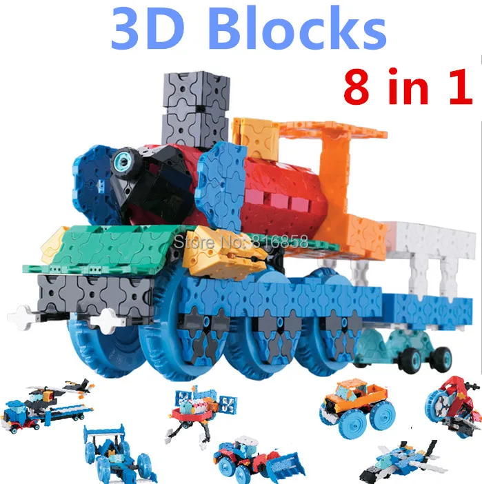 Hot LaQ Style 3D Model Building Blocks 8 in 1 Cars Set Educational Toys More Different 1