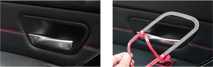 Stainless steel door handles frame cover trim interior sequins doorknob box decorative strips 3D sticker for BMW 3 series f30 316i 320 (4)