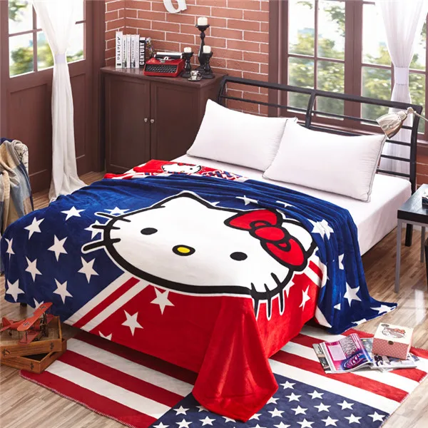 Hello Kitty Blanket for Adult/Kids Plush Fleece Bed Blankets Cartoon