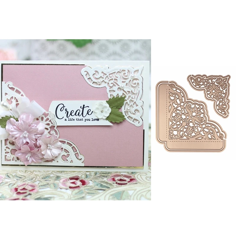 

Lace Corners Retro Shape Metal Cutting Dies Stencil Scrapbook Album Embossing For Gift Card Making Handcrafts Decor