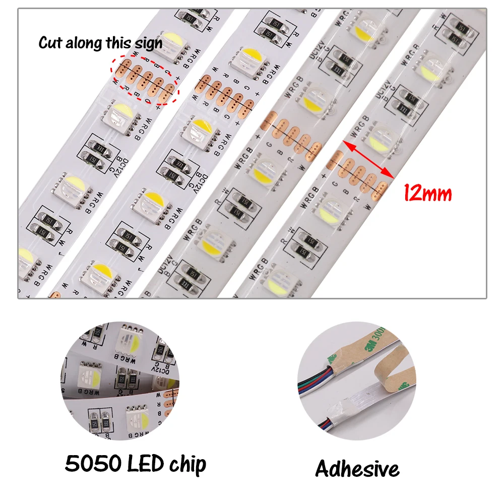 RGBW RGBWW 4 в 1 чип Светодиодные ленты Водонепроницаемый DC12V 24 V SMD 5050 60 светодиодный/м 5 m/Roll Светодиодные ленты свет лампы для украшения дома