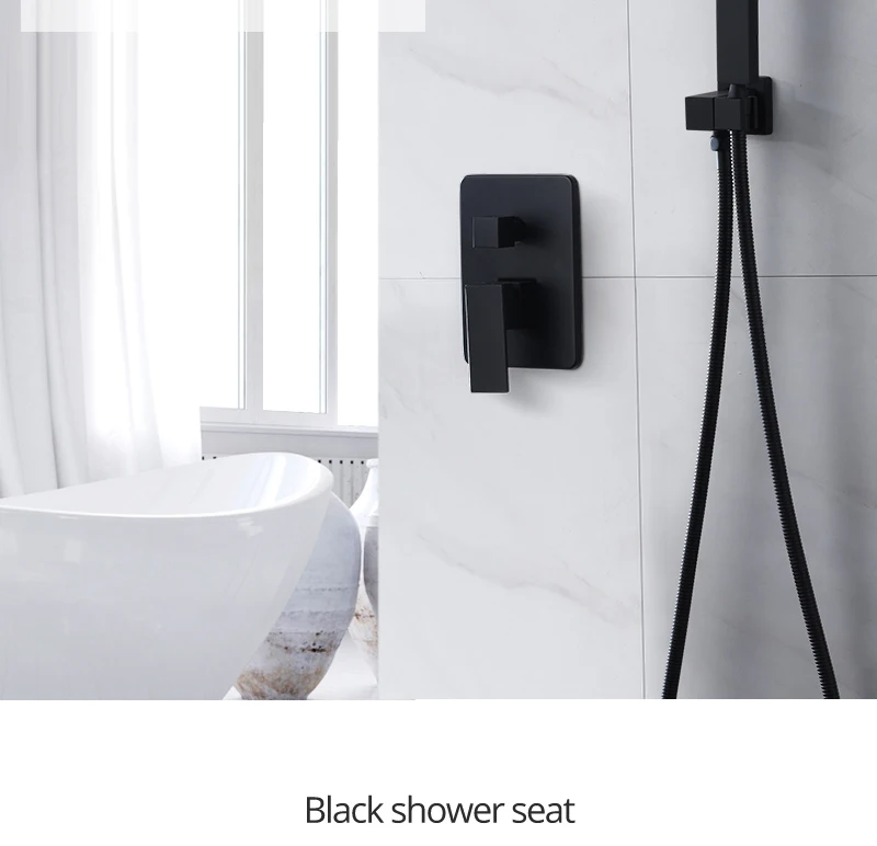 8 Matte Black Shower System Contain Shower Faucet Rough-in Valve Body and Shower Set (15)