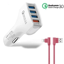 Мощное USB QC3.0 автомобильное зарядное устройство Быстрая/быстрая зарядка 3,0 смартфон автомобильное зарядное устройство Адаптивное для Xiaomi iPhone 7 8 X samsung S8 iPad