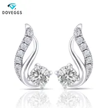 DovEggs 1.4CTW 4mm H Color Round Moissanite Sterling Solid 925 Silver Stud Earrings Push Back for Women Push Back