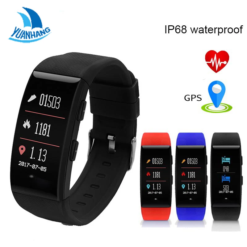 

Yuanhang Smart GPS Sports Bracelet IP68 Waterproof Tracker Smart Fitness Band Heart Rate Blood Pressure Monitor Wristband Watch