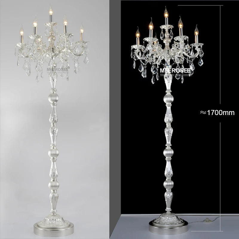 Современный хрустальный напольный светильник подставка Cristal Silver Candelabra стоячая