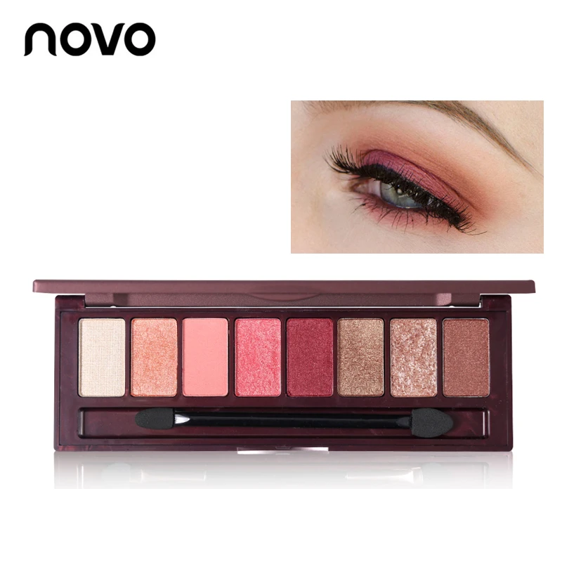 NOVO Makeup 8 Color Red Wine Waterproof Color Shimmer Eyeshadow Palette