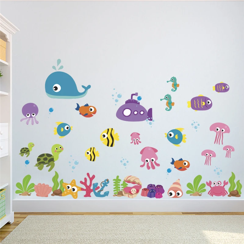 cartoon animals wall stickers bedroom kids rooms home decor underwater world fish bubble wall decals diy poster pvc mural art cartoon animals wall stickers bedroom kids rooms home decor underwater world fish bubble wall decals diy poster pvc mural art