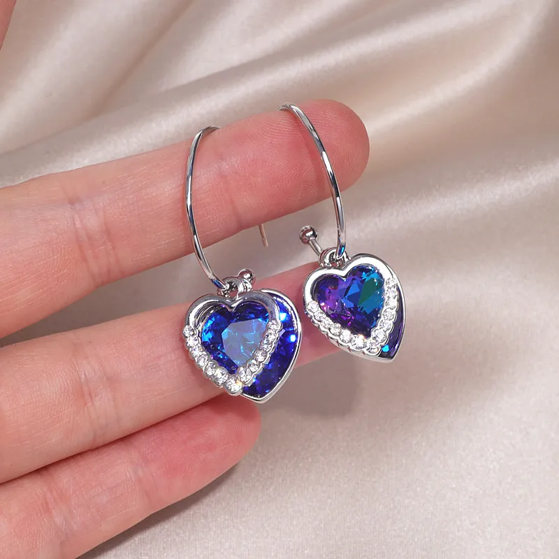 Трендовые большие круглые геометрические серьги с кристаллами в форме сердца, серьги-кольца для женщин, романтические ювелирные изделия, очаровательные индивидуальные серьги