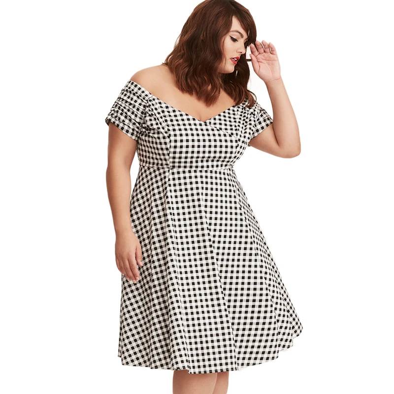 women's plus size black and white dresses