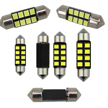 

WLJH 10x Car Led Light 12V 31mm 36mm 39mm 41mm 2835SMD Auto Lamp Bulb External Lights Interior Lights Source Pure White Ice Blue