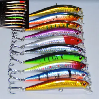 

New Lot Kinds of Fishing Lures Crankbaits Hooks Minnow Baits 10pcs