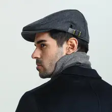 Осенний толстый теплый берет для пожилых мужчин в полоску, британский стиль, зимняя шапка, мужская плоская кепка, Мужская остроконечная кость утконоса