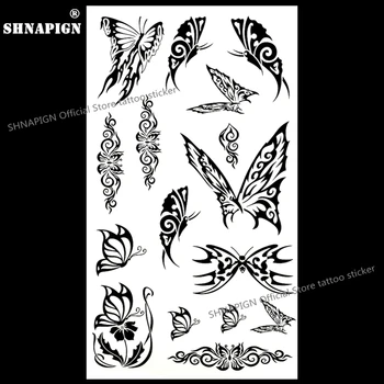 

SHNAPIGN Sexy black butterfly Temporary Body Art Flash Tattoo Sticker 10*17cm Waterproof Henna Fake Tatoo Car Styling Wall