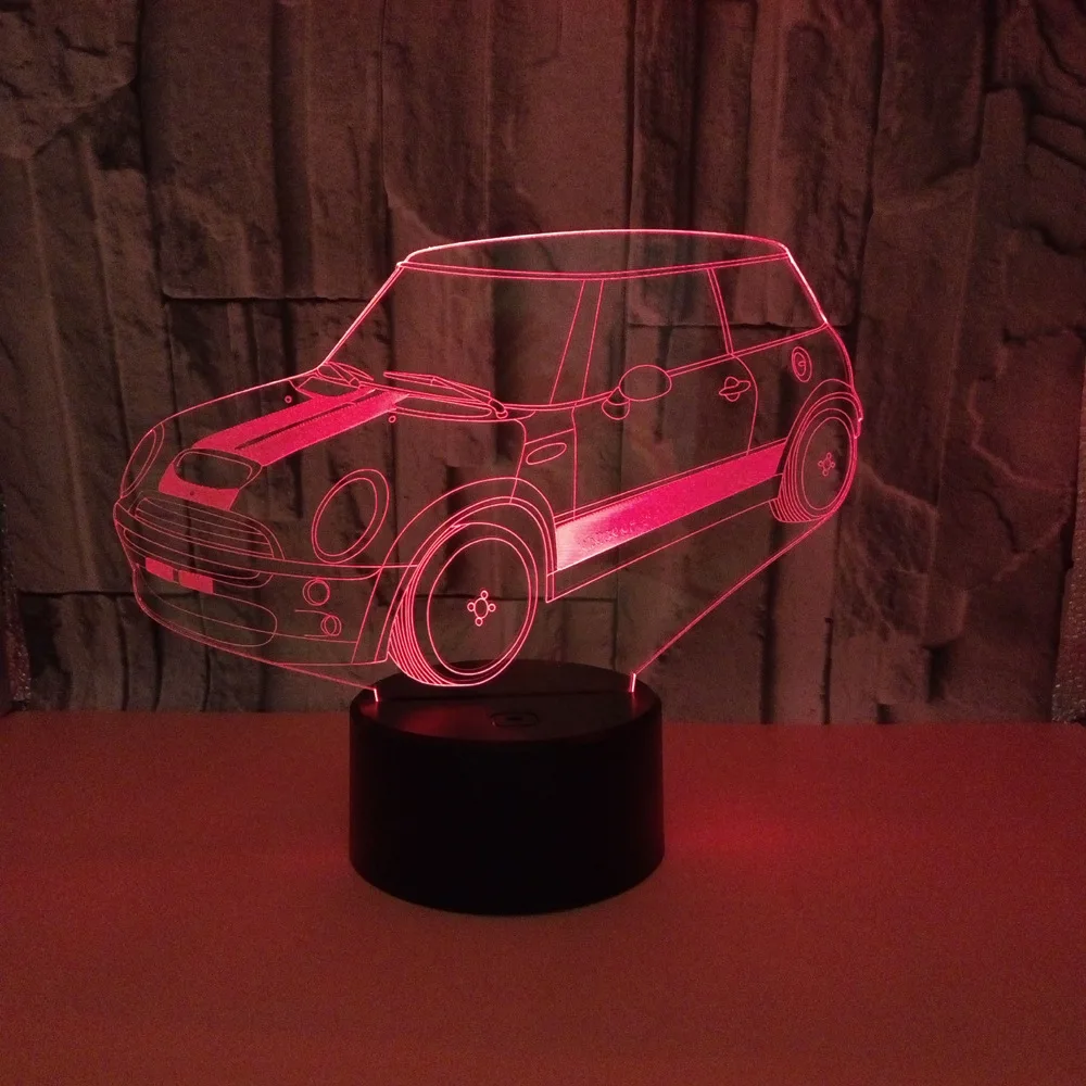 Спальня автомобиль маленький 3d ночник красочный сенсорный пульт дистанционного