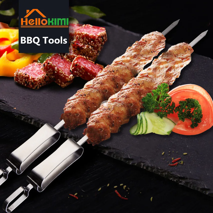 35 cm LKKCHER Lot de 10 brochettes en acier inoxydable r/éutilisables pour barbecue