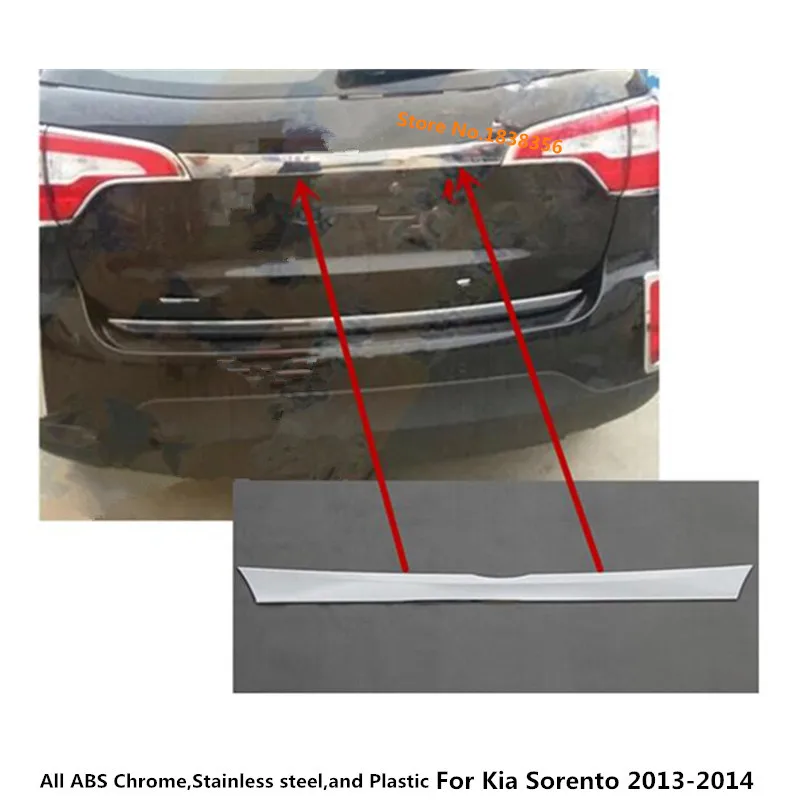 

For Kia Sorento 2013 2014 Car Stick body stainless steel Rear back door tailgate bumper frame plate trim lamp trunk Lid 1pcs