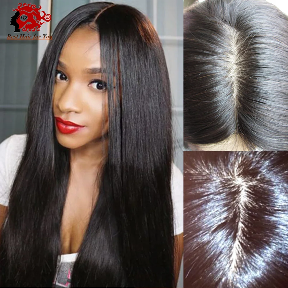 Top quality 4*4 silk top glueless full lace wig with natural hairline