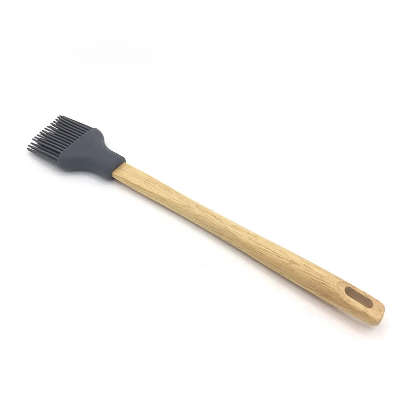 Hot 1 PC Food grade Silicone Pastry Brushes Wooden Basting Brush BBQ