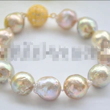 Z7142 15 мм павлин-Лаванда почти круглые edison Кеши жемчужный браслет 8 inchnoble Стиль природных тонкой jewe Быстрая