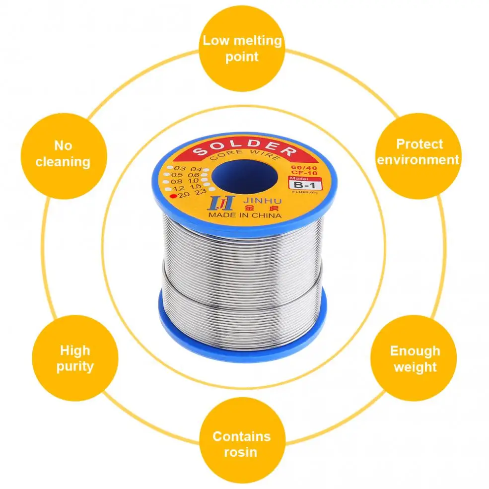 60/40 B-1 500 г 0,5 мм-2,0 мм без очистки канифоль сердечник припоя с 2.0% флюсом и низкой температурой плавления для электрического паяльника