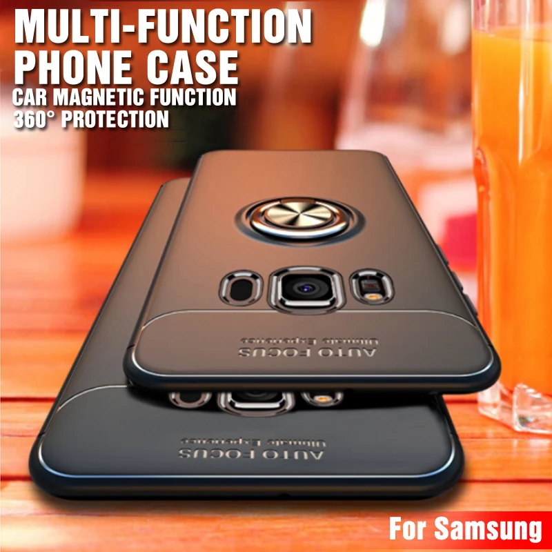 

Full cover protect case For Samsung Galaxy S8 S9 Plus Note9 silicon soft shell For Galaxy A50 A40 A30 A20 A10 Metal ring brack