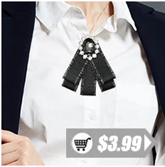 i-Remiel Camisas Mujer Rhinestone Ribbon Bow Tie Brooch Female Wedding Dress Woman Clothing Fashionable Shirt Collar Accessories