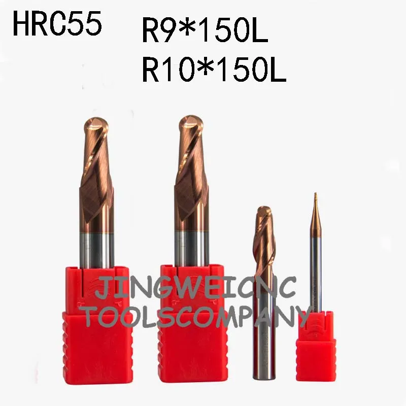 

HRC55 Tungsten carbide ball end mill extra long lenth R10*150mm R9*150mm extended long length