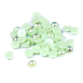 

Jelly Peridot AB 1.5mm,2mm,3mm,4mm,5mm,6mm,8mm,10mm,12mm Flat back ABS plastic round Half Pearls beads.