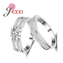 JEXXI High Standard Cubic Zircon Eternity Rings Set for Women Wife Real 925 Sterling Silver CZ Diamond Wedding Accessories Gift