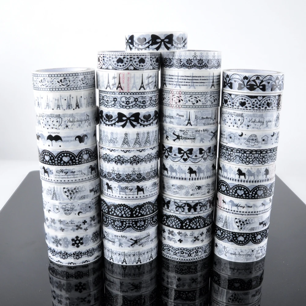 1PCS PVC Adhesive Tape Black and White Pattern European Design DIY ...
