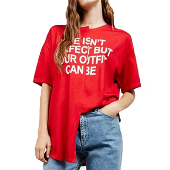

Summer New Fashion Personality T-Shirt Patchwork Halajuku Loose Casual Irregular Short Sleeve Print Round Neck Female T-Shirts